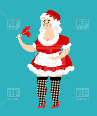 332x400 Mrs Santa Claus And Lollipop, Christmas Woman In Short Red Dress