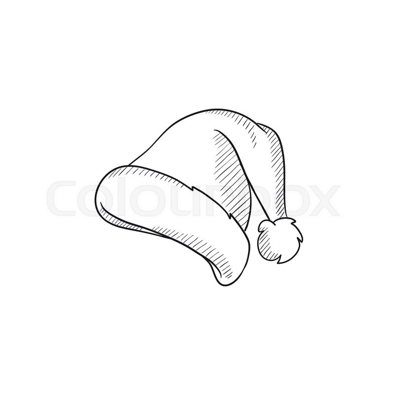 800x800 Santa Hat Vector Sketch Icon Isolated On Background. Hand Drawn