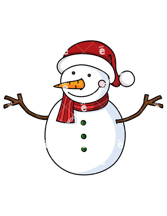 585x755 Smiling Snowman Wearing Santa Hat Cartoon Vector Clipart