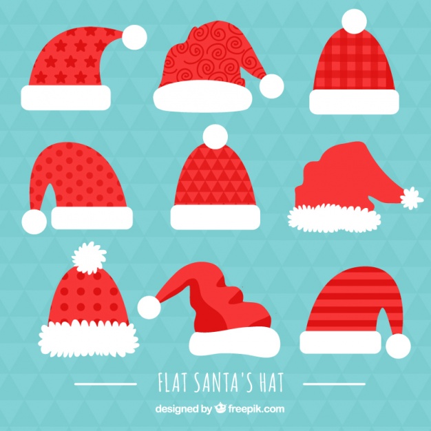 626x626 Collection Of Abstract Red Santa Hats Vector Free Download