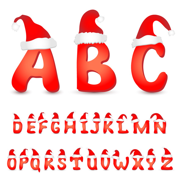 600x600 Red Christmas Hat Alphabet Font