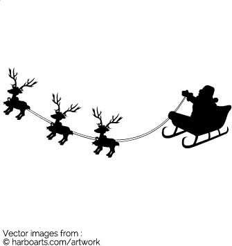 335x355 Download Silhouette Of Santa In His Sleigh