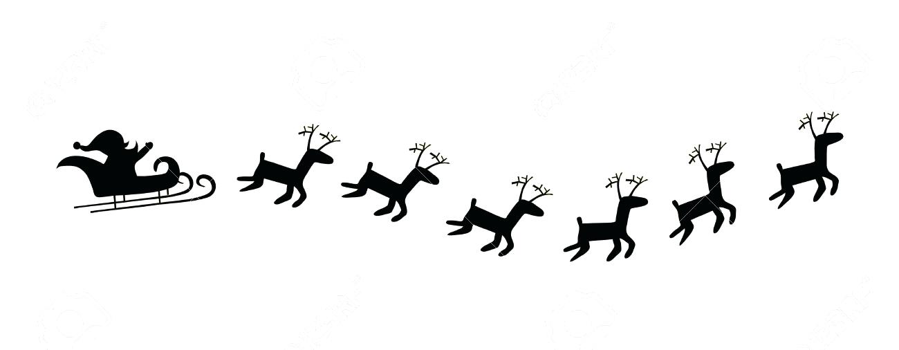 1300x506 Santa Sleigh With Reindeer Black And Deer Stock Vector 80 Figurine