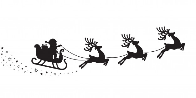 626x313 Santa Sleigh Silhouette Stars White Background Vector Premium
