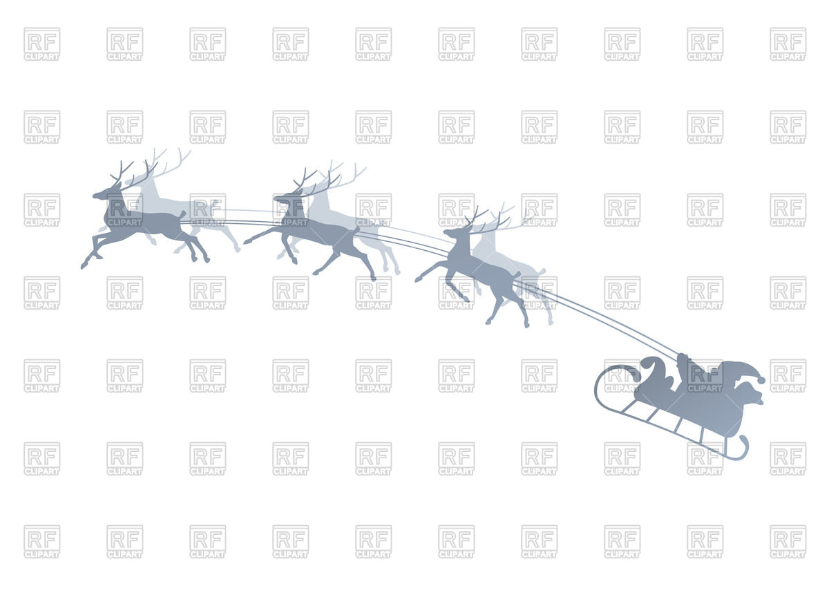1200x861 Silhouette Of Running Reindeers With Santa In The Sleigh Vector