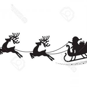 300x300 Stock Illustration Christmas Silhouette Santa Claus Riding