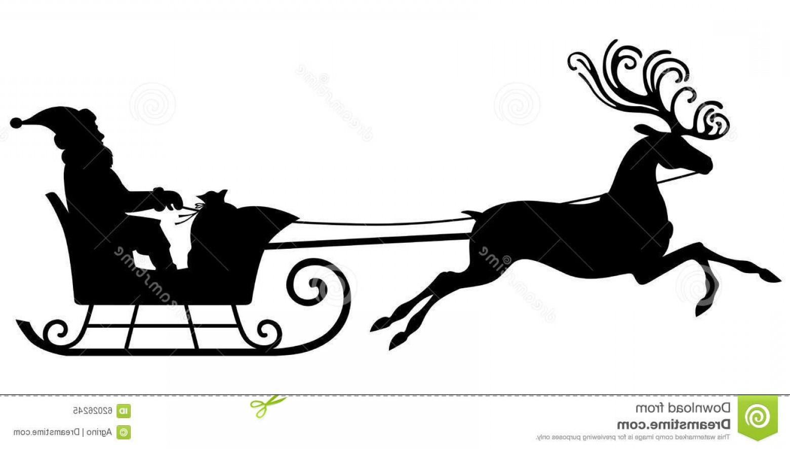1560x888 Stock Illustration Santa Claus Riding Reindeer Sleigh Vector