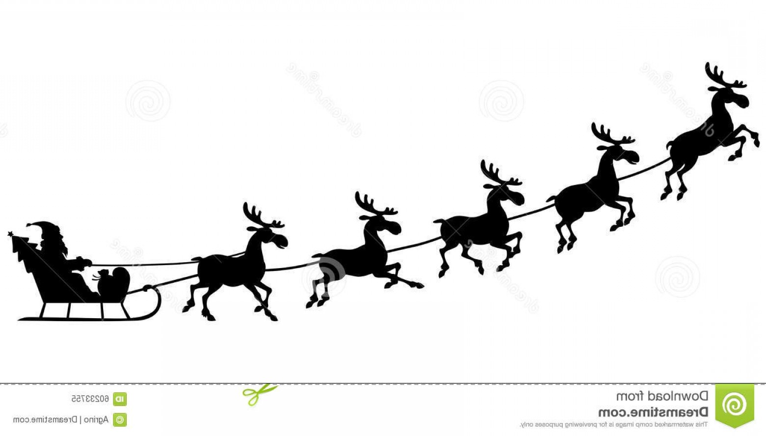 1560x888 Stock Illustration Silhouette Santa Riding Reindeer Sleigh Vector