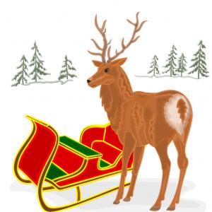 300x300 Christmas Reindeer With Santa Sleigh Vector Arenawp