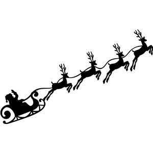 300x300 Christmas Santa Reindeer Sleigh Silhouette
