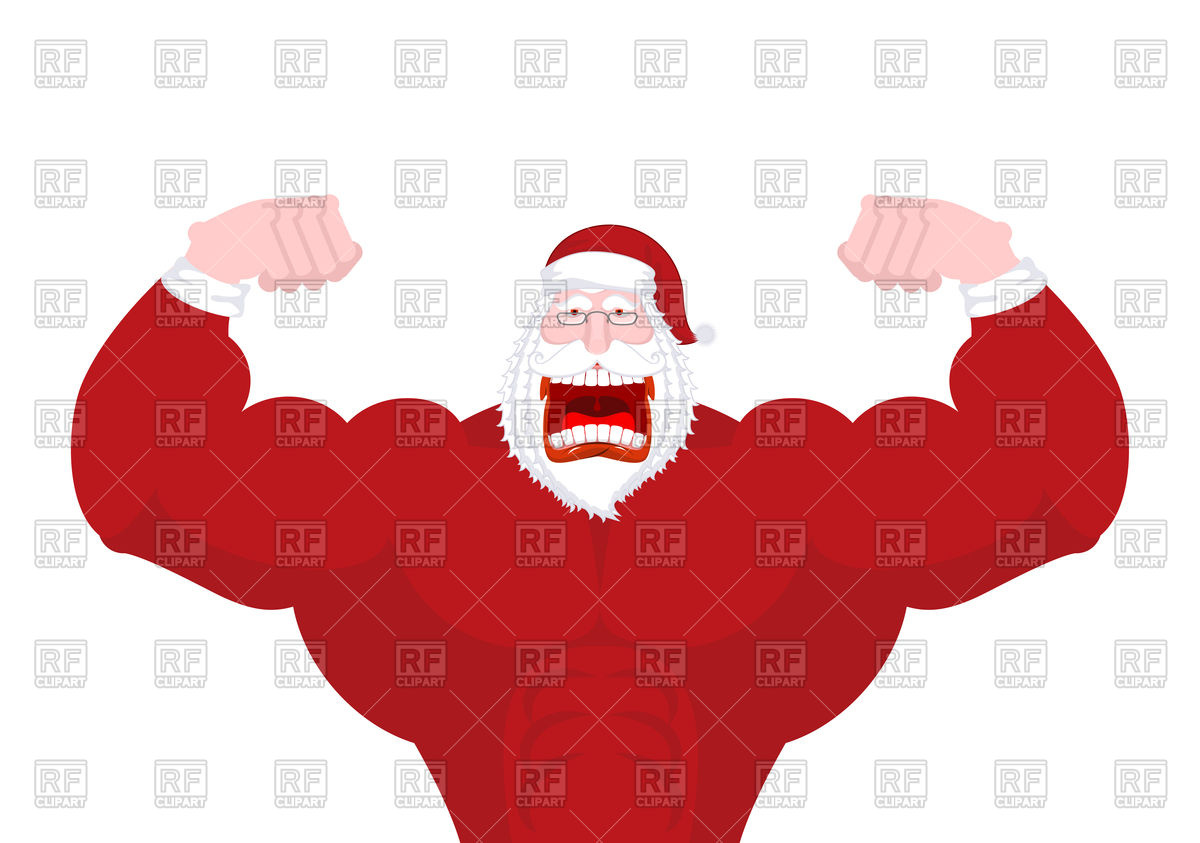 1200x843 Powerful Santa Claus With Big Muscles Vector Image Vector