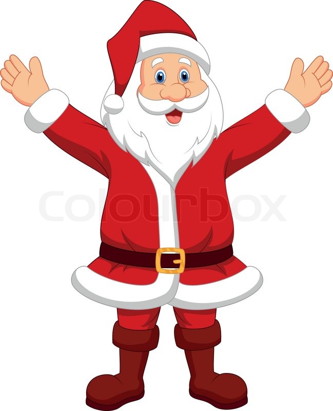 649x800 Vector Illustration Of Happy Santa Cartoon Waving Hand Stock
