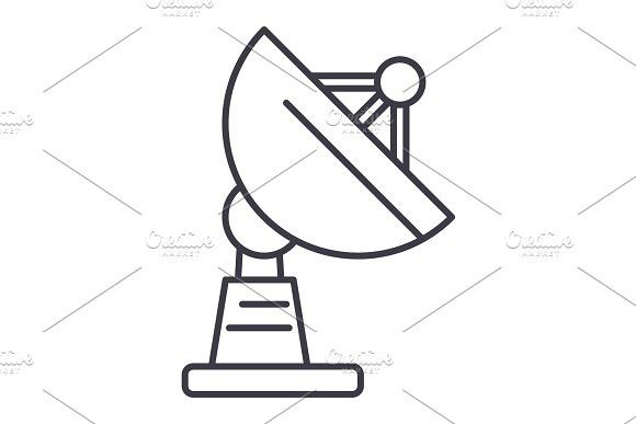 580x387 Satellite Dish Vector Line Icon, Sign, Illustration On Background