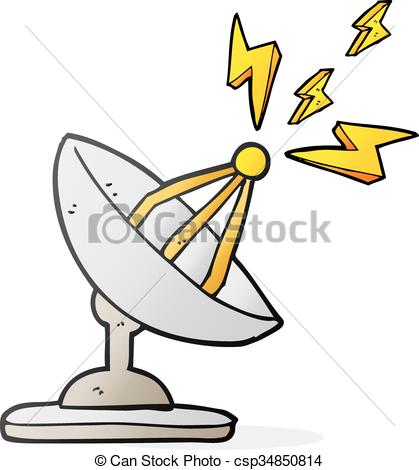 419x470 Freehand Drawn Cartoon Satellite Dish.