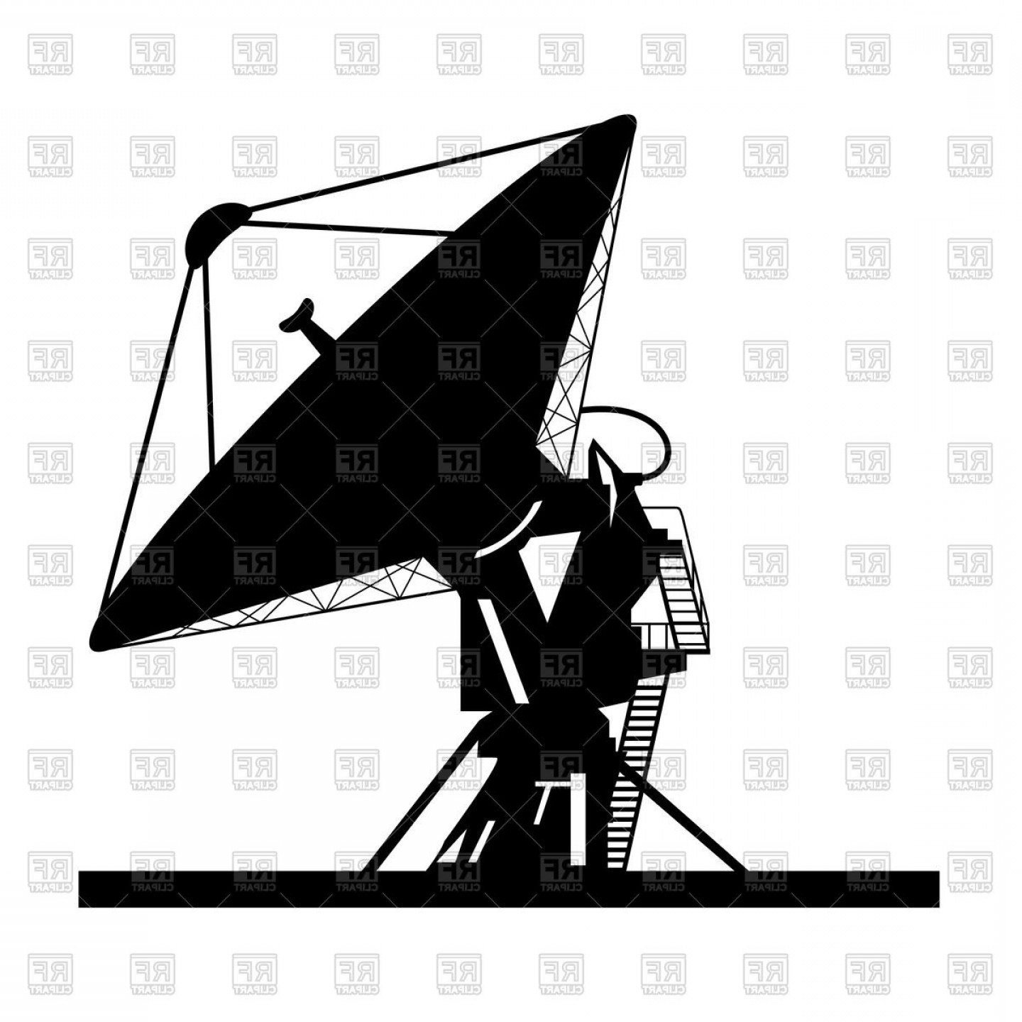 1440x1440 Silhouette Of Large Satellite Dish Vector Clipart Arenawp