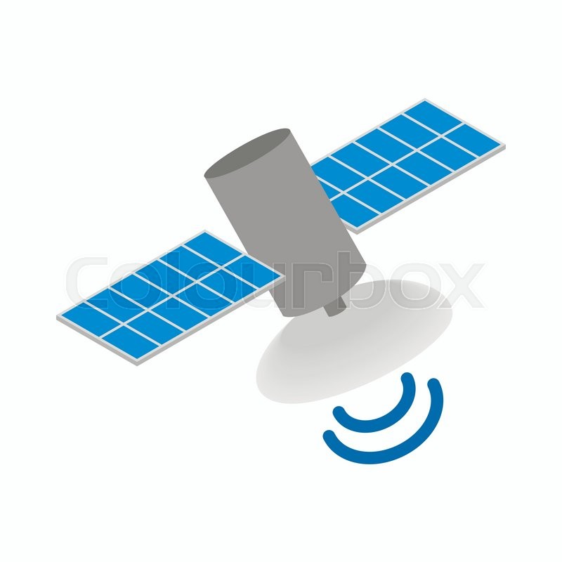 800x800 Satellite Communications Icon, Isometric 3d Style Stock Vector