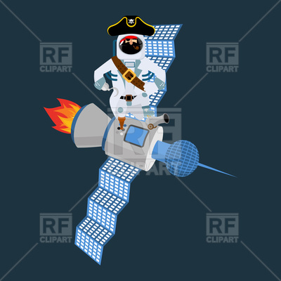 400x400 Space Pirate On Satellite Vector Image Vector Artwork Of