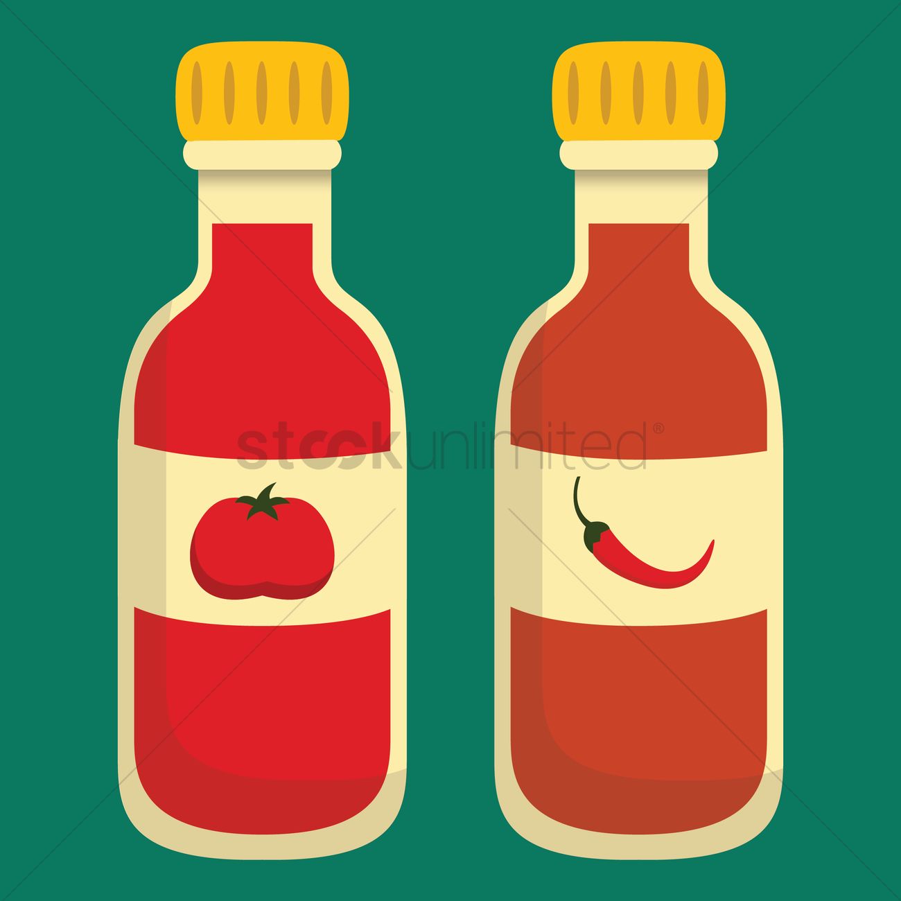1300x1300 Bottle Of Tomato And Chili Sauce Vector Image