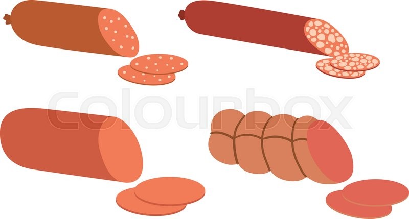 800x429 Illustrator Of Vector Sliced Sausages. Vector Sausage Food
