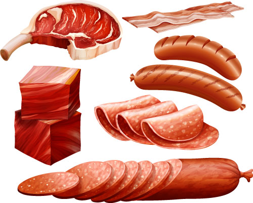 500x401 Meats With Bacon And Sausages Vector Free Download