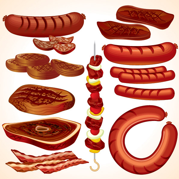 595x595 Vector Sausage Meat Free Vector 4vector