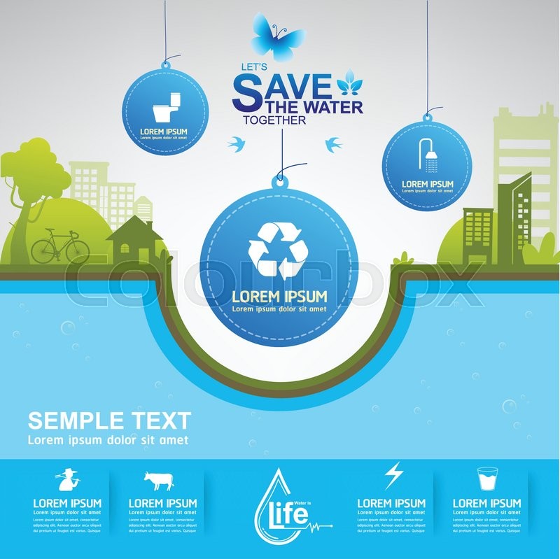 800x799 Save Water Vector Eps 10 Template Stock Vector Colourbox
