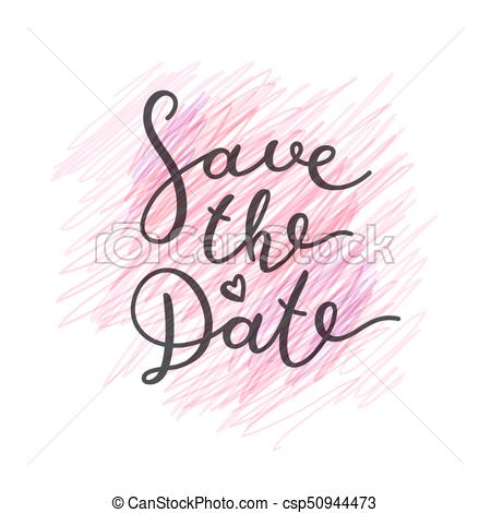 450x470 Save The Date Lettering, Vector Handwritten Text On Pencil Strokes.