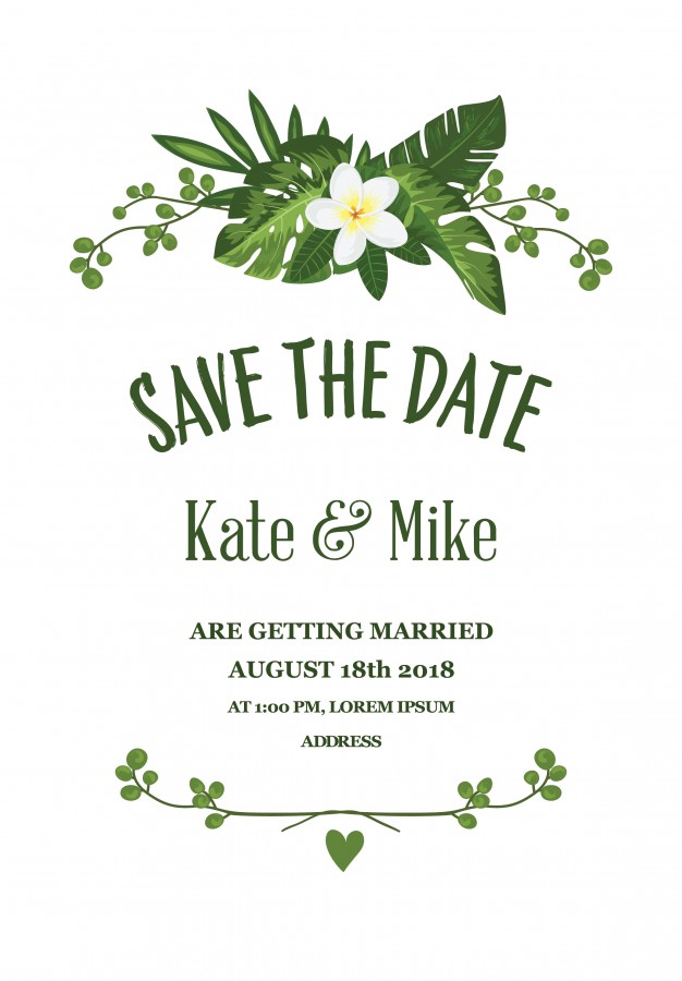 626x900 Floral Save The Date Card Vector Free Download