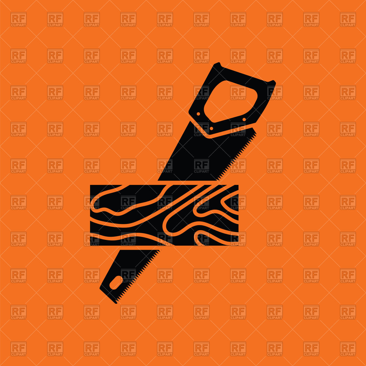 1200x1200 Handsaw Cutting A Plank Icon On Orange Background