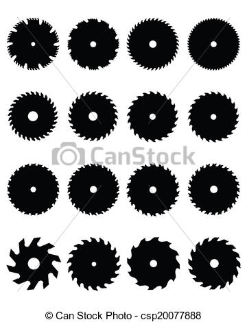 360x470 Big Set Of Black Silhouettes Of Circular Saw Blades, Vector .
