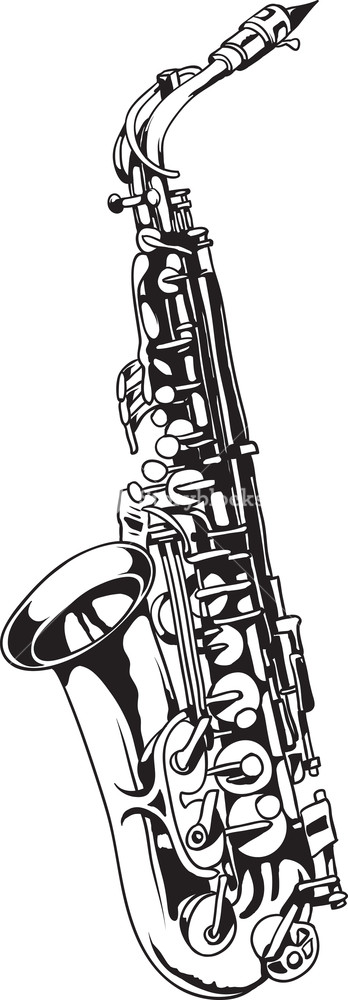 348x1000 Vector Saxophone Royalty Free Stock Image