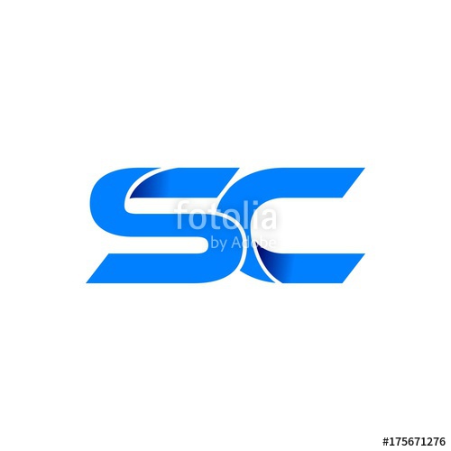500x500 Sc Logo Initial Logo Vector Modern Blue Fold Style Stock Image