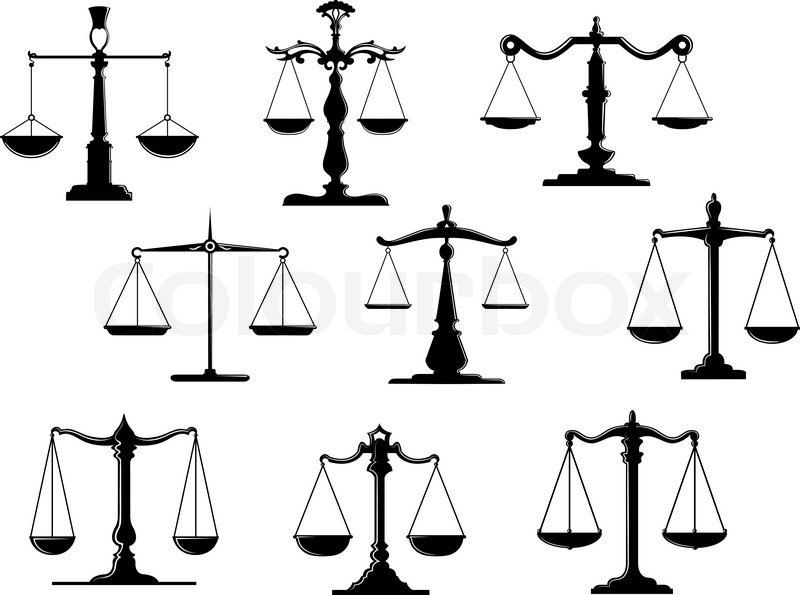 800x595 Black Law Scale Icons With Balance Position Isolated On White
