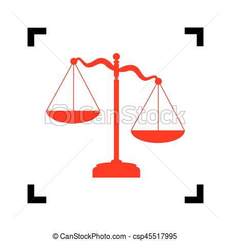 450x470 Scales Of Justice Sign. Vector. Red Icon Inside Black Focus
