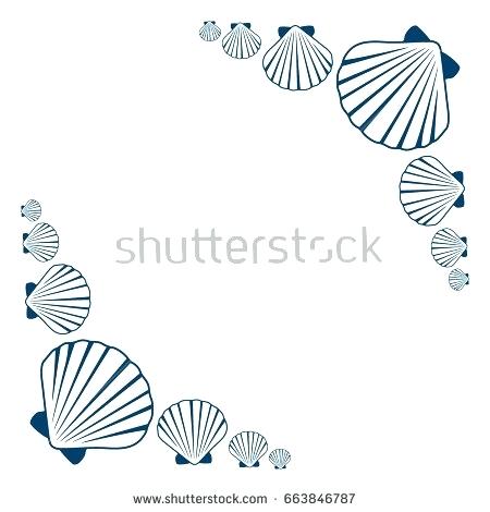 450x470 Seashell Frame Vector Illustration Marine Or Oceanic Sea Shell