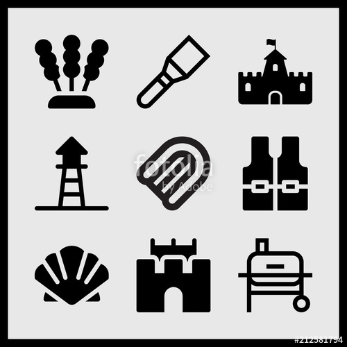 500x500 Simple 9 Set Of Summer Related Grill, Spatula, Lifeguard And