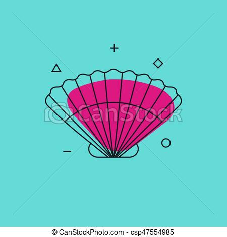 450x470 Line Sea Scallop. Sea Scallop. Line Contour Modern Trend Icon