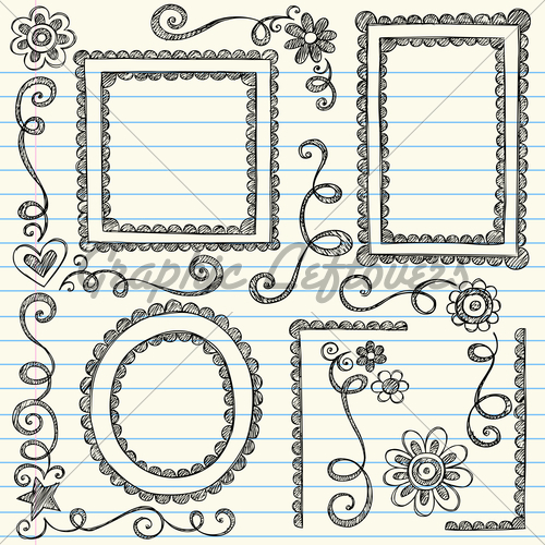 500x500 Sketchy Doodle Scalloped Frames Vector Design Elements Gl Stock