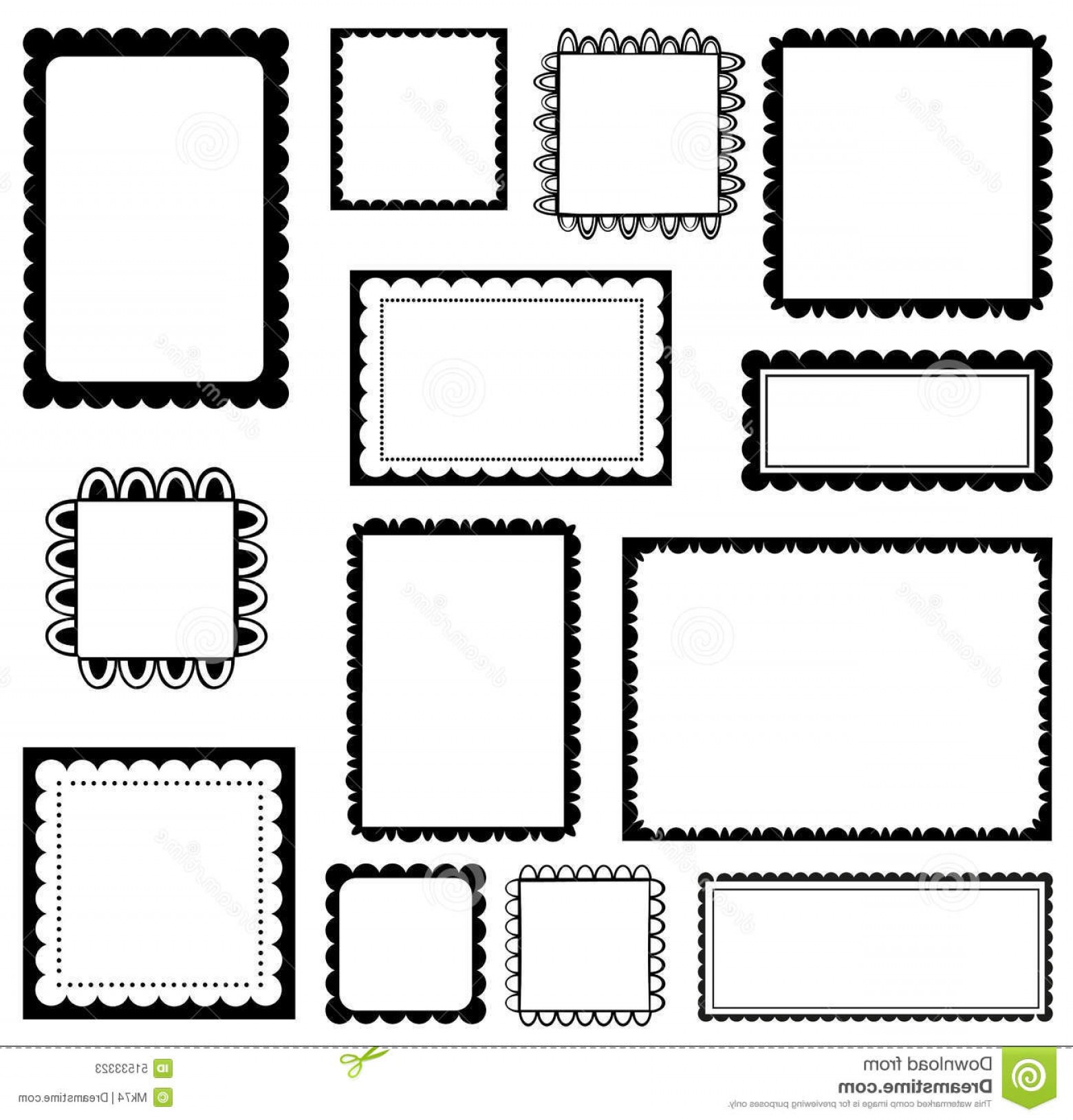 1560x1629 Stock Illustration Scalloped Frames Set Black White Image