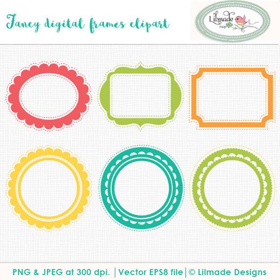 570x570 Frames Clip Art, Vector Clipart, Round Frames, Round Scallop Frame
