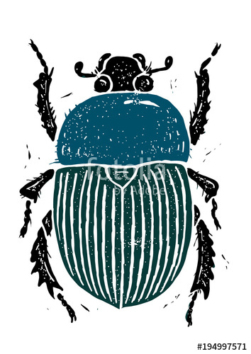 354x500 Scarab Beetle Linocut Linocut Illustration, Draw, Ink, Vector