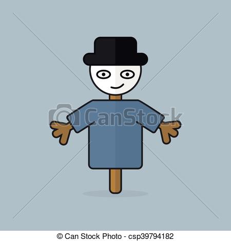 450x470 Character Cheerful Scarecrow. Vector Illustration.