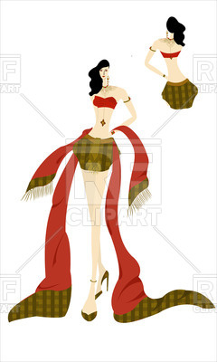 240x400 Thai Fashion Model With Red Scarf Vector Image Vector Artwork Of