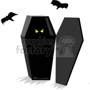 300x300 Royalty Free Coffin With Scary Eyes In It 374385 Vector Clip Art