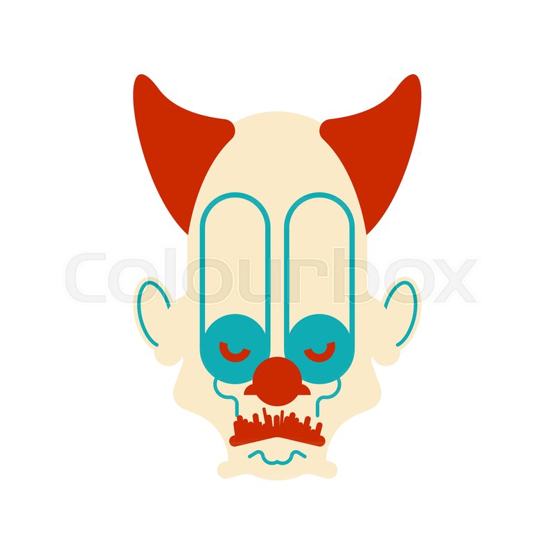 800x800 Scary Clown Evil Head. Terrible Eyes. Vector Illustration Stock