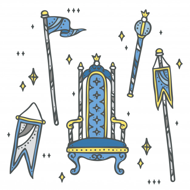 626x626 Set Of Throne, Kingdom Flag And Scepter Vector Premium Download