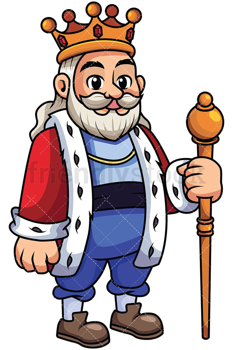 800x1200 Wise Old King Holding Scepter Vector Cartoon Clipart Vector