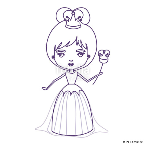 500x500 Queen With Crown And Scepter In Purple Contour Over White