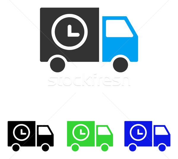 600x538 Shipment Schedule Van Flat Vector Icon Vector Illustration