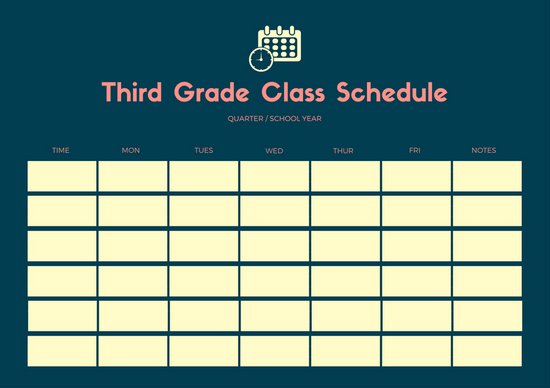 550x388 Blue Yellow Simple Calendar Vector Class Schedule